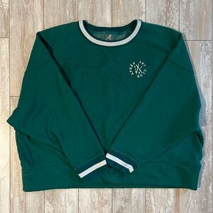 Lou & Grey Apres Ski Club Striped Trim Fluffy Fleece Sweatshirt